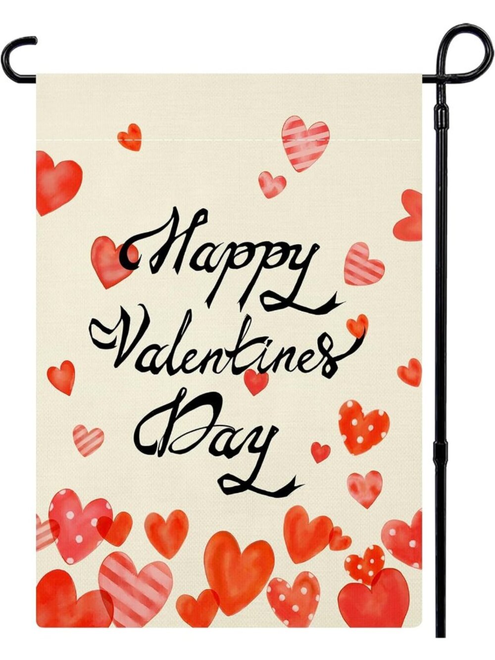 Happy Valentine's Day Garden Flag - Double Sided Hearts Decorative Yard Banner